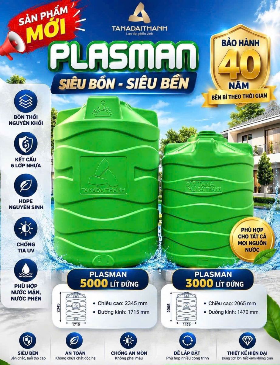 Bồn nhựa hdpe 3000 lít plasman
