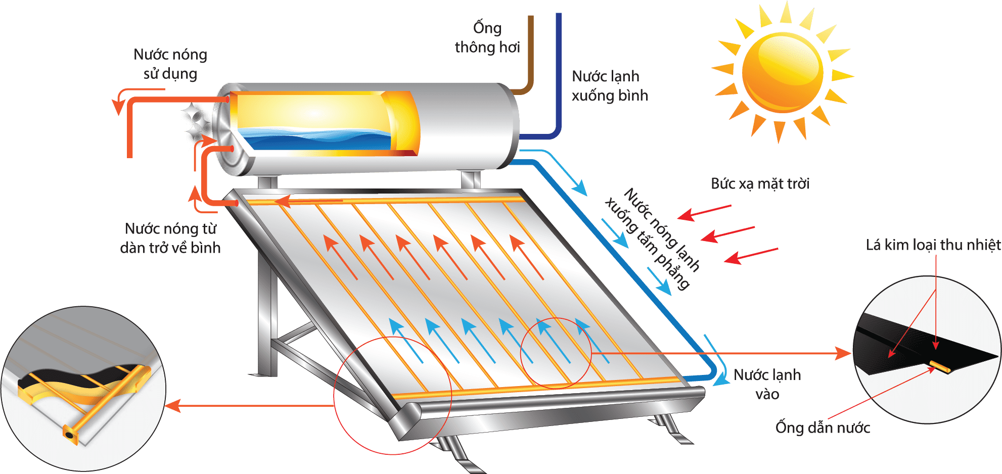 Bộ máy nước nóng năng lượng mặt trời platinum 220L ĐẠI THÀNH